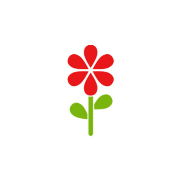 Czerwony kwiat z zieloną łodygą - ikona