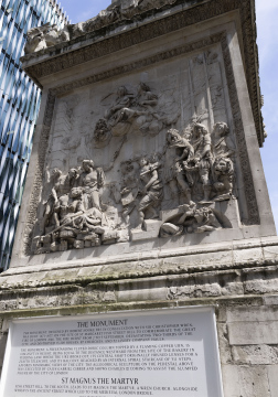 Płaskorzeźba na Pomniku Wielkiego Pożaru w Londynie