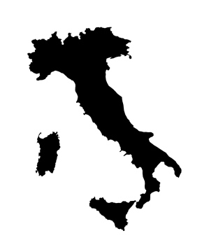 Włochy - wektorowa mapa konturowa