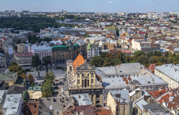 Lwów - widok na centrum miasta z góry