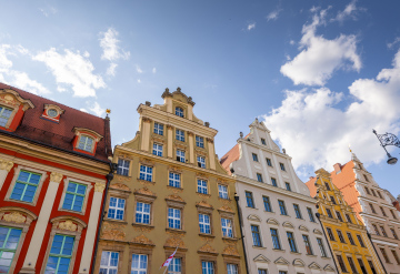 Kamienice na Wrocławskim Rynku - zdjęcie stockowe