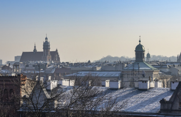 Dachy Krakowskich Kamienic, widok na Kazimierz i Podgórze