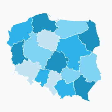 Wektorowa Mapa Polski. Podział na Województwa
