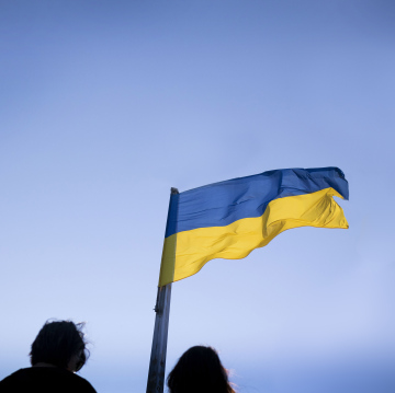 Ludzie z Ukrainy pod Narodową Flagą