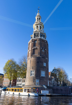 Montelbaanstoren - Amsterdam, Holandia - zdjęcie stockowe