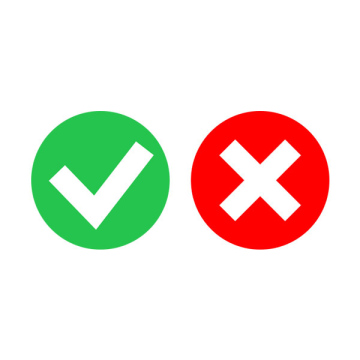 Symbol Wyboru, Błąd, odrzucić Zielony znacznik wyboru, ikona