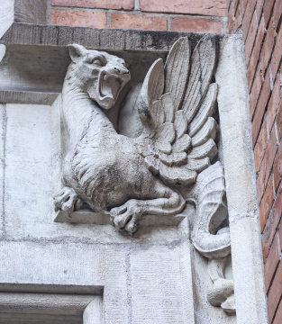 Rzeźba smoka na portalu kamienicy przy Collegium Phusicum, detal architektoniczny