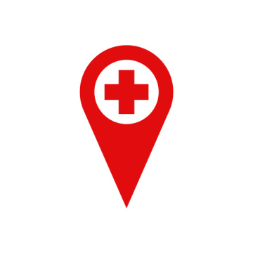 Szpital, punkt medyczny, lokalizacja, pinezka, ikona