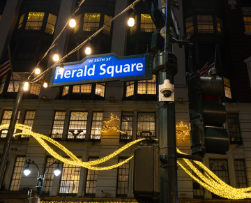 Herald Square Tabliczka z napisem nazwy w Nowym Jorku zdjęcie stockowe