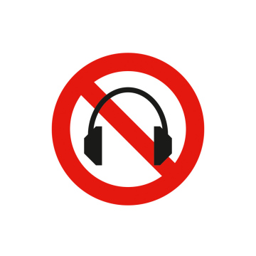 Zakaz używania słuchawek, ikona, symbol