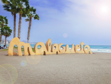 Malaga napis na plaży zdjęcie stockowe