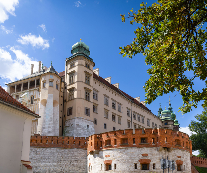 Wawel w Krakowie, widok od strony ulicy Podzamcze, Kurza Stopka